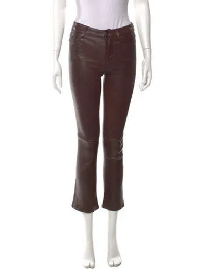 Pre-owned Frame Leather Straight Leg Pants In Brown