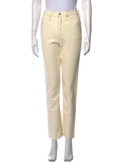 Pre-owned Frame Leather Straight Leg Pants In Neutrals
