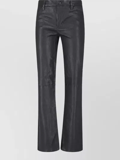 Frame Leather Straight-leg Jeans In Black