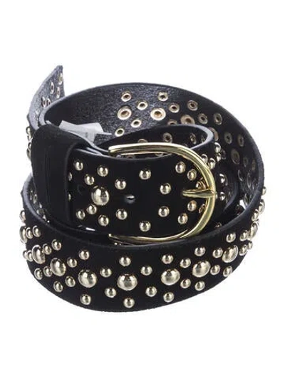 Pre-owned Frame Leather Studded Accents Belt In Black