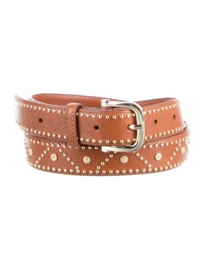 Pre-owned Frame Leather Studded Accents Belt In Brown