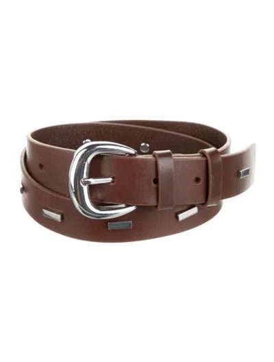 Pre-owned Frame Leather Studded Accents Belt In Brown
