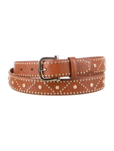 Pre-owned Frame Leather Studded Accents Belt In Brown
