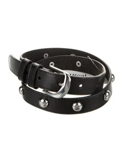 Pre-owned Frame Leather Studded Accents Waist Belt In Black
