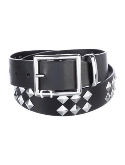 Pre-owned Frame Leather Studded Accents Waist Belt In Black