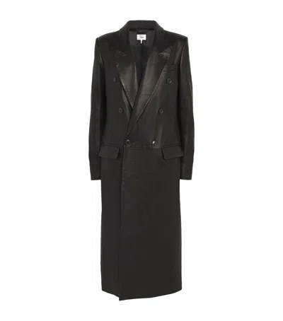 Frame Leather Tailored Longline Coat In Black