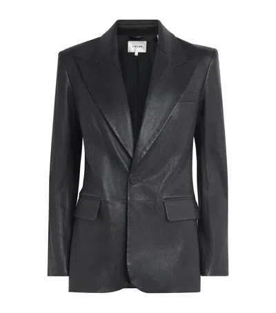 Frame Leather The Peak Lapel Blazer In Black