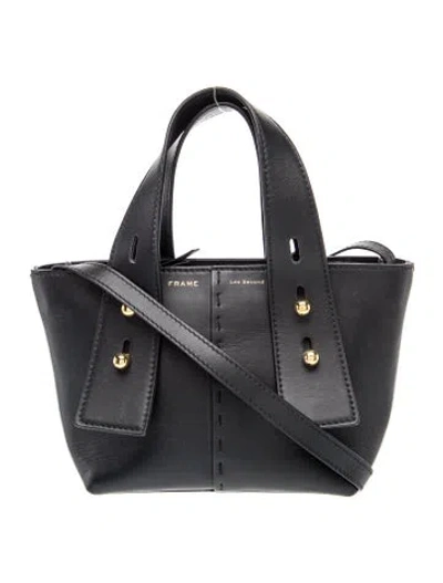 Pre-owned Frame Leather Top Handle Bag In Black