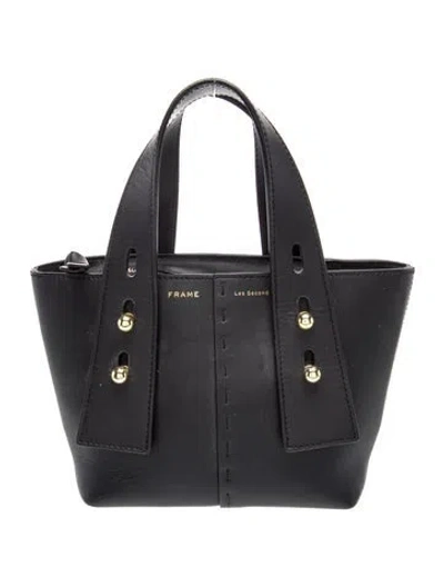 Pre-owned Frame Leather Top Handle Bag In Black