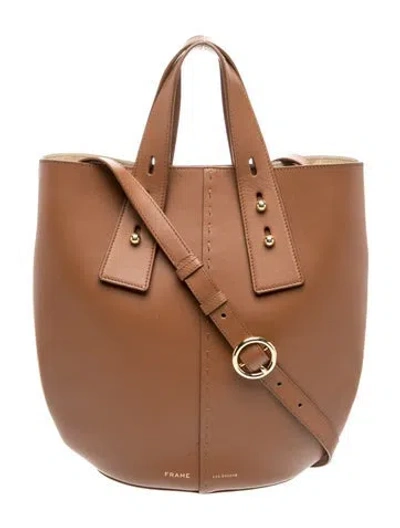 Pre-owned Frame Leather Top Handle Bag In Brown