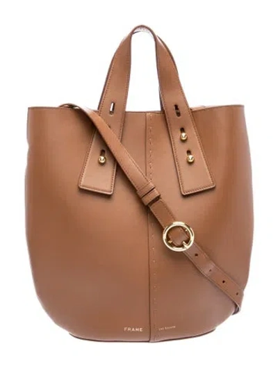 Pre-owned Frame Leather Top Handle Bag In Brown