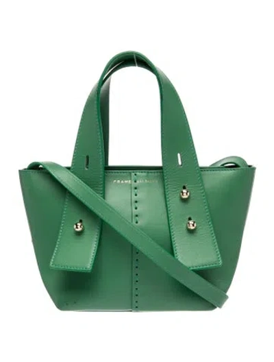 Pre-owned Frame Leather Top Handle Bag In Green