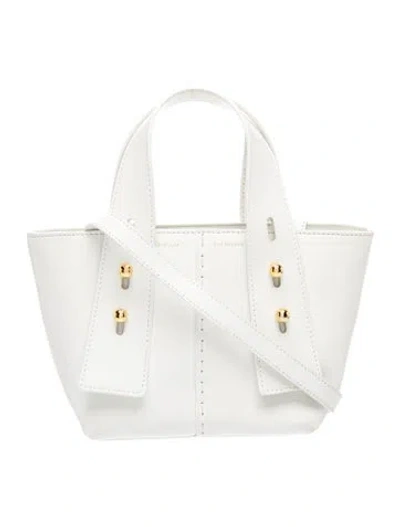 Pre-owned Frame Leather Top Handle Bag In White