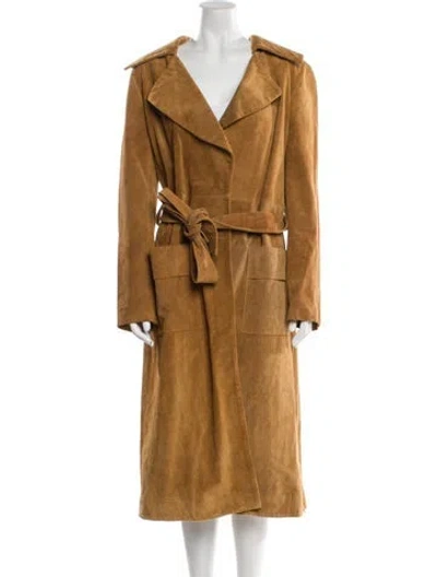 Pre-owned Frame Leather Trench Coat In Brown
