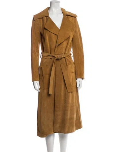 Pre-owned Frame Leather Trench Coat In Brown