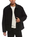 Frame Denim Leather-trim Wool-blend Workwear Jacket In Black