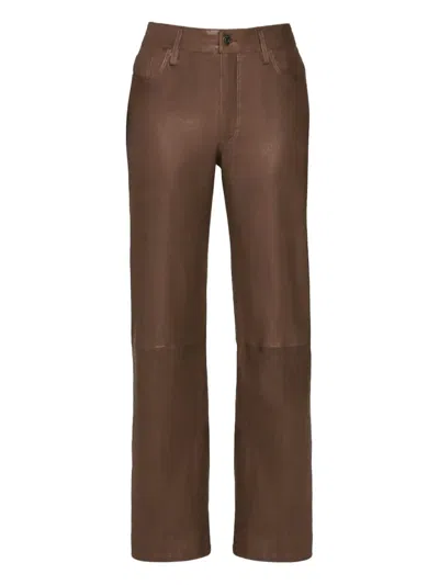 Frame Leather Trousers In Brown
