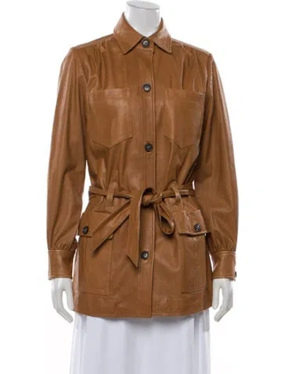 Pre-owned Frame Leather Utility Jacket In Brown