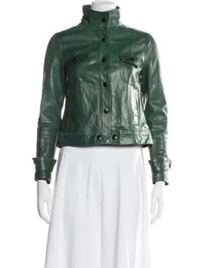 Pre-owned Frame Leather Utility Jacket In Green