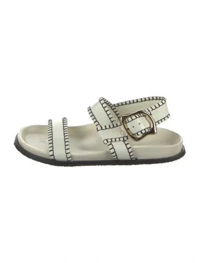 Pre-owned Frame Leather Whipstitch Trim Sandals In Neutrals