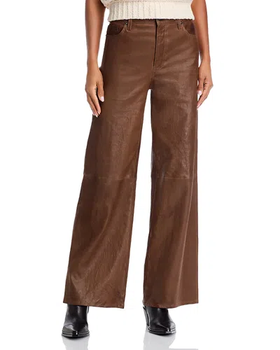 Frame High-waisted Wide Leg Velour Palazzo Pants In Bark