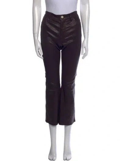 Pre-owned Frame Leather Wide Leg Pants In Black
