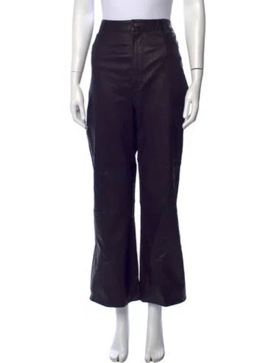 Pre-owned Frame Leather Wide Leg Pants In Blue
