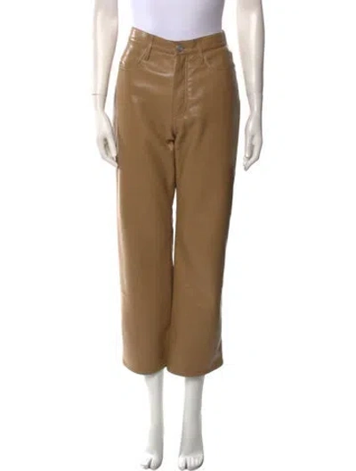 Pre-owned Frame Leather Wide Leg Pants In Neutral