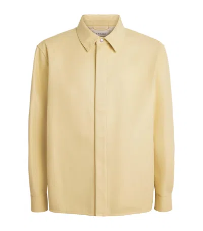 Frame Leather Zip-up Overshirt In Yellow