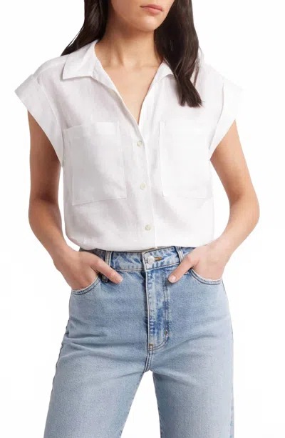 Frame Leisure Cap Sleeve Shirt In White