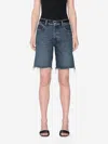 Frame Leisure High Rise Knee Length Short In Nostalgia In Blue