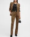 Frame Leopard Velvet Mini Boot High Waist Pants In Multicolor In Multi
