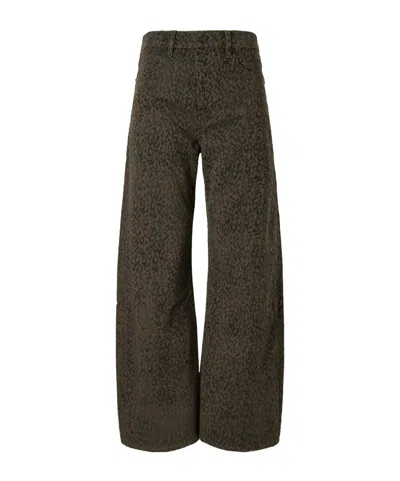 Frame The Bow Crop Leopard-print High-waisted Tapered Jeans In Gray