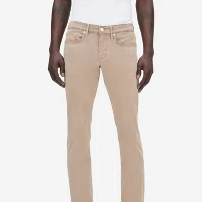 Frame L'homme Slim Brushed Twill Jean In Stone Beige In Brown
