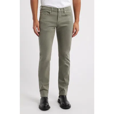 Frame L'homme Slim Fit Brushed Twill Pants In Dark Sage Green