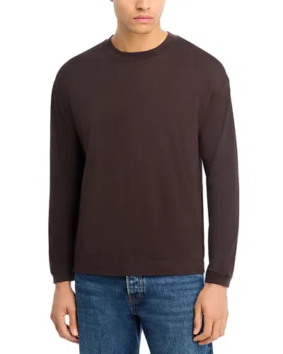 Frame Light Cotton Long Sleeve Cotton Tee In Brown