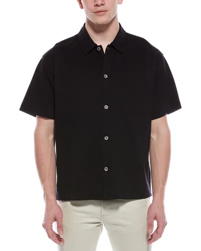 Frame Light Pique Button Polo Shirt In Black