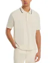 Frame Mens Striped Collar Regular-fit Pique Polo Top White Sand In White