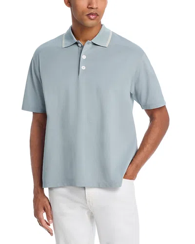 Frame Light Pique Polo In Blue