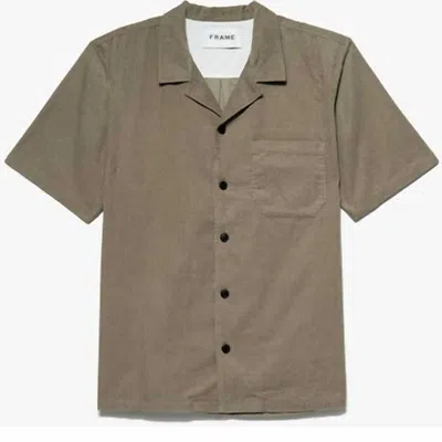 Frame Light Weight Cord Camp Shirt In Brown