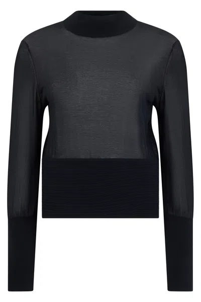 Frame Lightweight Knit Sweater In Black