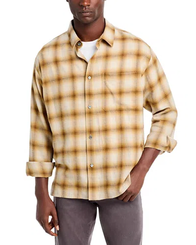 Frame Lightweight Plaid Shirt In Tan Plaid