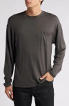 Frame Lightweight Wool Long Sleeve T-shirt In Taupe