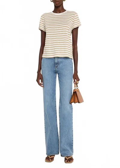 Frame Linen Baby Tee In Dark Khaki In Neutral