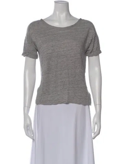 Pre-owned Frame Linen Bateau Neckline T-shirt In Gray