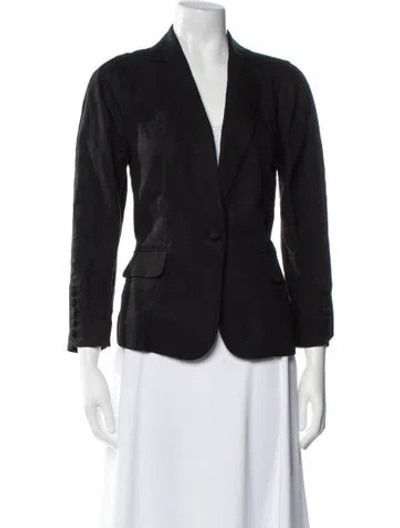 Pre-owned Frame Linen Blazer In Black