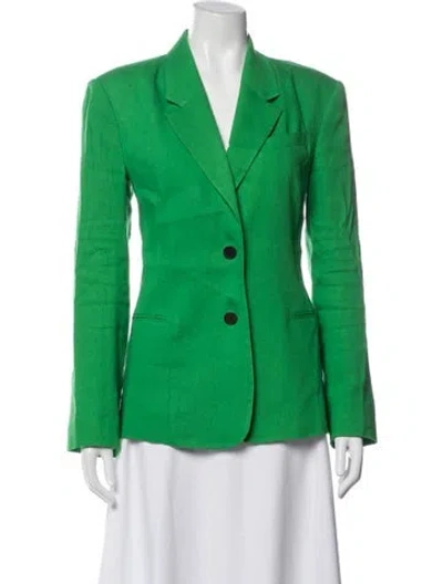 Pre-owned Frame Linen Blazer In Green