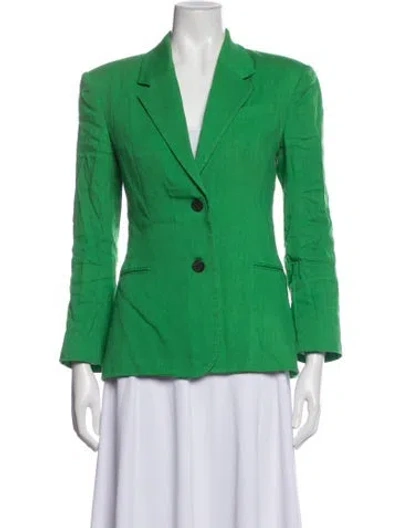 Pre-owned Frame Linen Blazer In Green