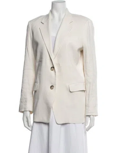 Pre-owned Frame Linen Blazer In White