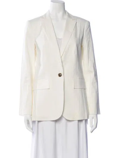Pre-owned Frame Linen Blazer In White